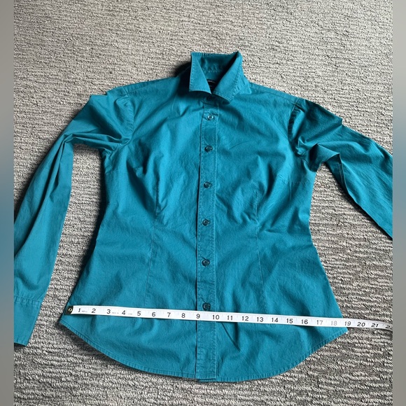 Moda International Women's Button Down Blouse Teal Color Size Small - Picture 8 of 12